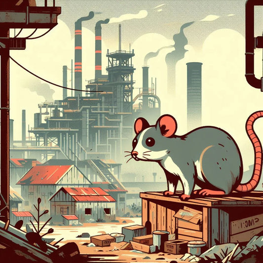 mouse in industrial ruin