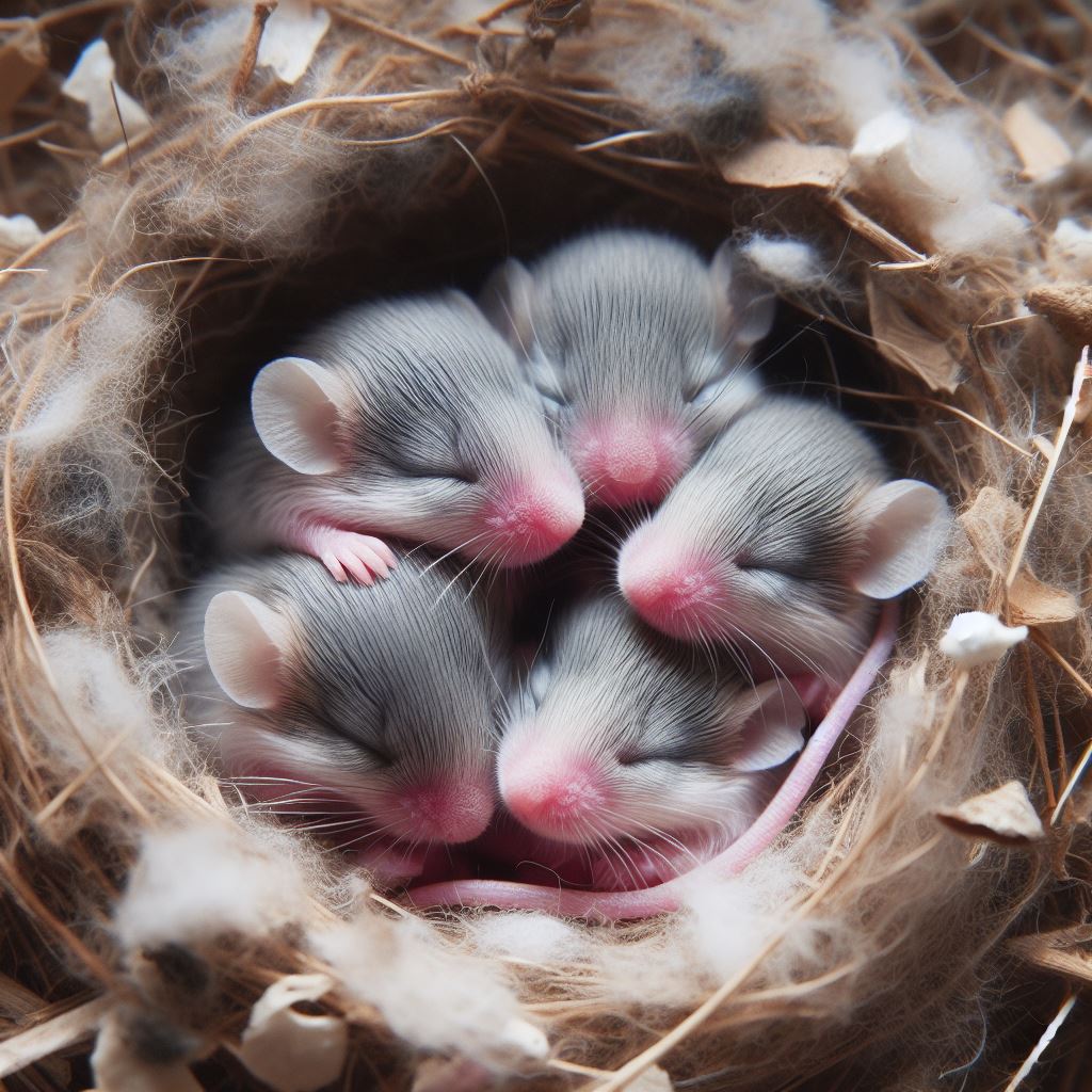 a nest of baby mice in the house